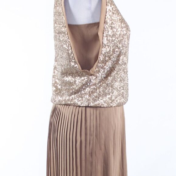 Khaki gold C.LUCE sleeveless blouse dress S - Picture 5 of 8